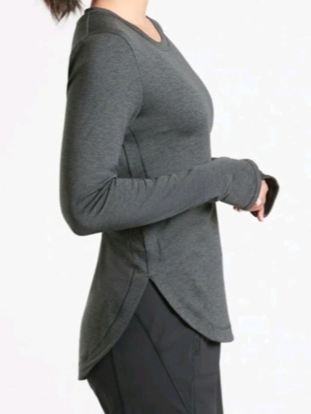 Athleta Uptempo Top Charcoal Heather Long Sleeve Athletic Shirt Women's Medium‎ - Picture 2 of 9